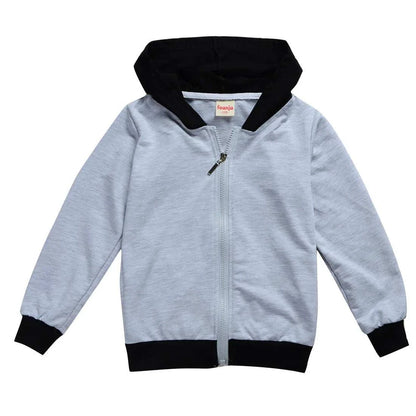 Spring Autumn Kids Baby Boys Coats Hooded Sweatshirt Girls Hoodies Children Jacket Toddler Outerwear Clothes Gray Blue Red 3-12T C1105