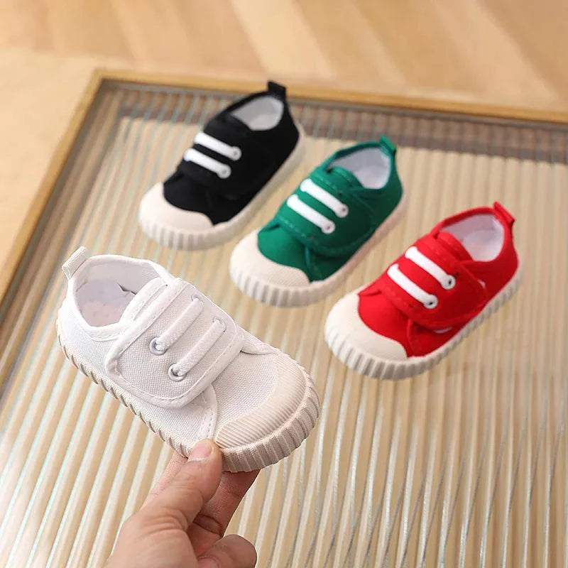 Childrens Canvas Shoes Boys Girls Toddler Casual Shoes Comfortable Soft Boys Girls Baby Sneakers Non-slip White Solid Kids Shoes C1076