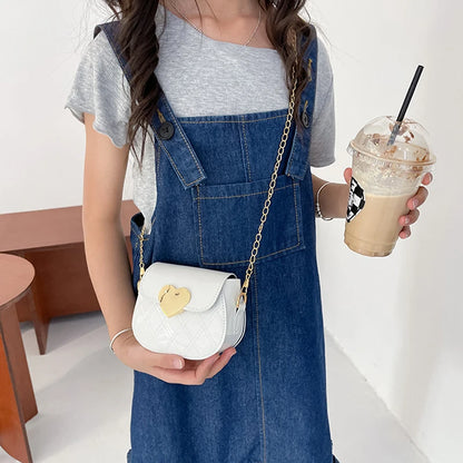 Children's Bags New Love Solid Color Dopamine Mini Cute Sweet Kawaii Shoulder Bags Fashionable Versatile Girl's Crossbody Bags
