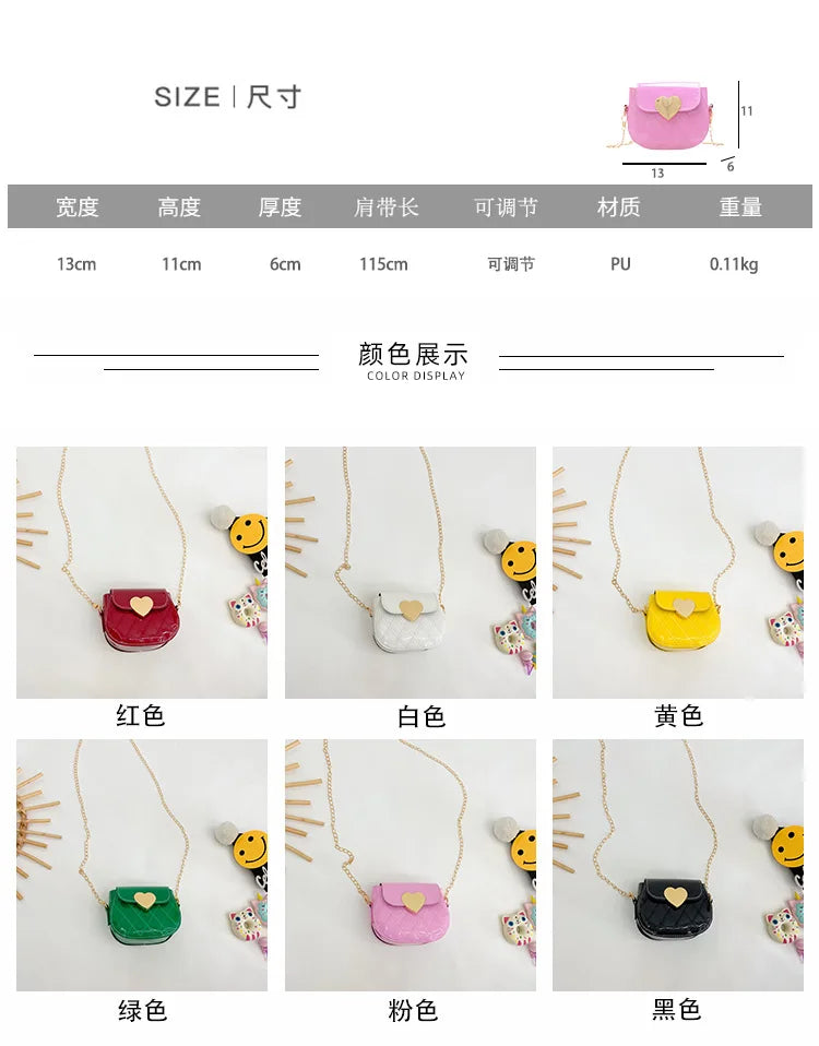 Children's Bags New Love Solid Color Dopamine Mini Cute Sweet Kawaii Shoulder Bags Fashionable Versatile Girl's Crossbody Bags