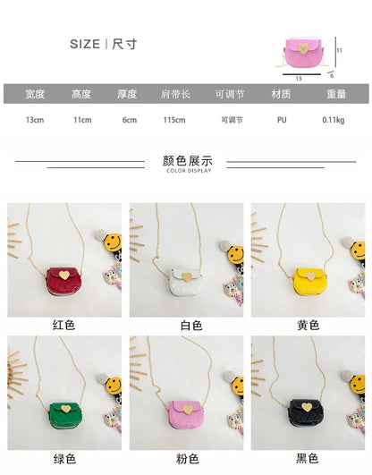Children's Bags New Love Solid Color Dopamine Mini Cute Sweet Kawaii Shoulder Bags Fashionable Versatile Girl's Crossbody Bags