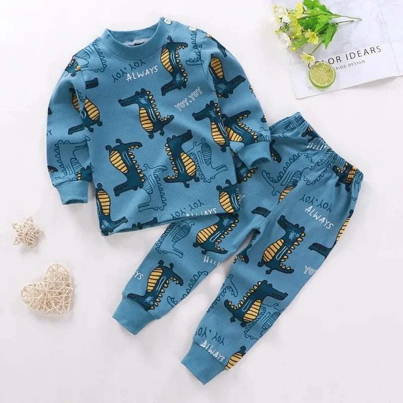 New Children Pure Cotton Underwear Suits Boys Girls Autumn Clothing Autumn Pants Toddler Cartoon Suits Bay Cute Home Clothing C1094