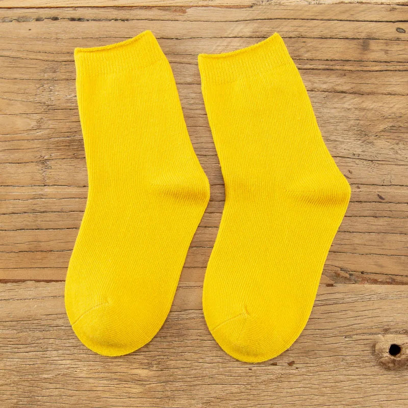 Children's Socks Cotton Colorful Harajuku Retro Boys Girls Black Socks Kids Klein Blue School Casual In Tube Solid Sox Stylish