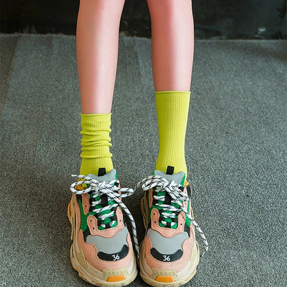 Children's Socks Cotton Colorful Harajuku Retro Boys Girls Black Socks Kids Klein Blue School Casual In Tube Solid Sox Stylish