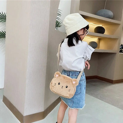 Children's Handbags Cute Shoulder Bag Cartoon Cat Soft  Bag Messenger Small Bags