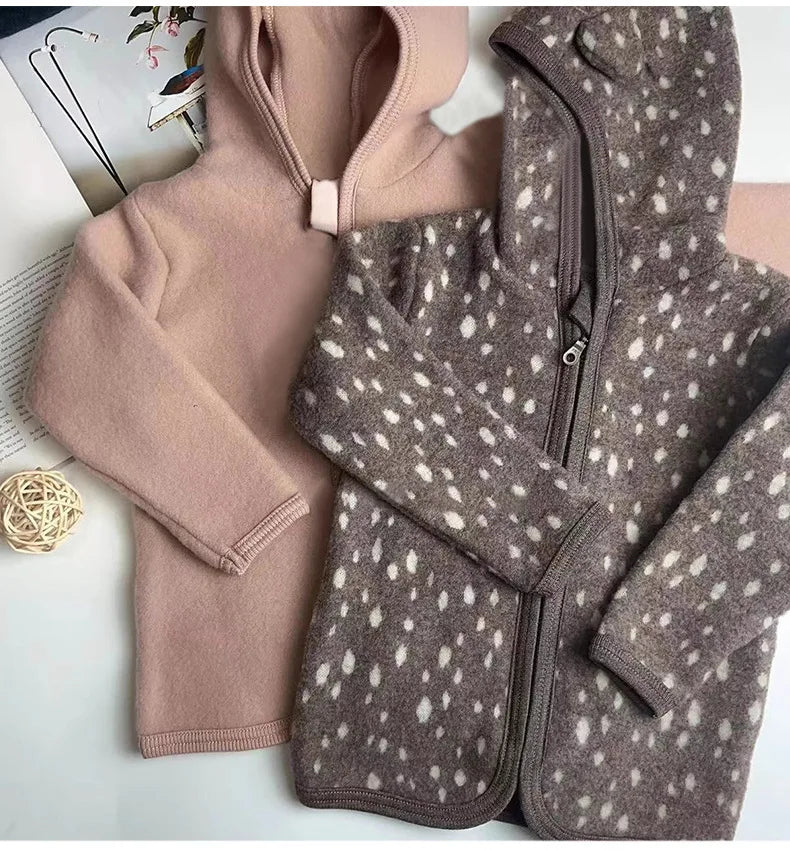 Children's Ear-Shaped Coat 2025 Autumn Winter New Cute Baby Warm Clothing