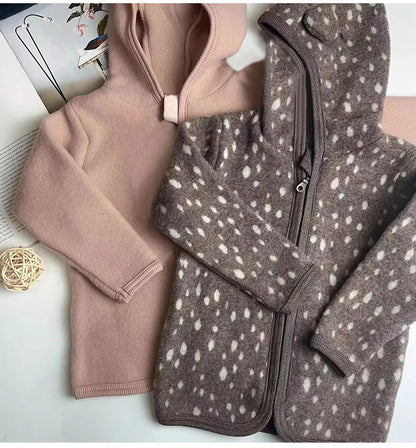 Children's Ear-Shaped Coat 2025 Autumn Winter New Cute Baby Warm Clothing