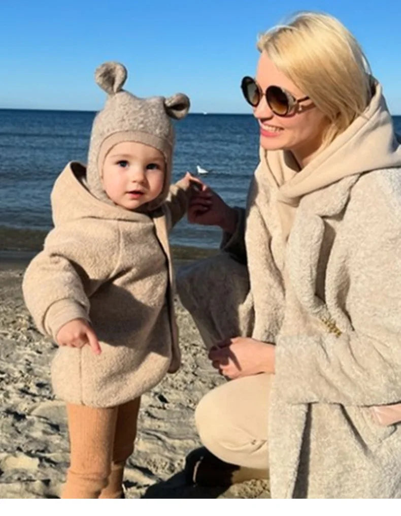Children's Ear-Shaped Coat 2025 Autumn Winter New Cute Baby Warm Clothing