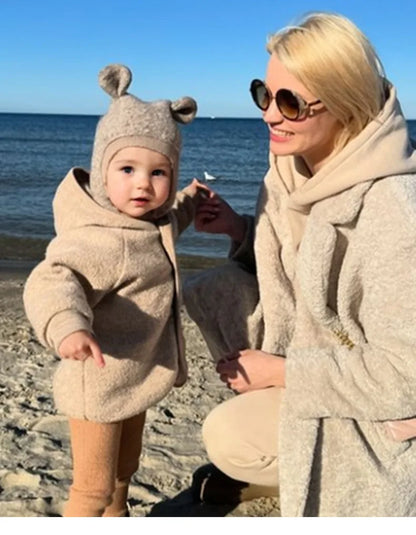 Children's Ear-Shaped Coat 2025 Autumn Winter New Cute Baby Warm Clothing