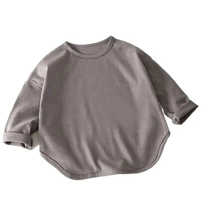 Autumn Boy Girl Baby O-neck Solid Bottoming Shirt Children Simple Casual Long Sleeves T-shirt Kid Cotton Tops Infant Unique Tees C1085