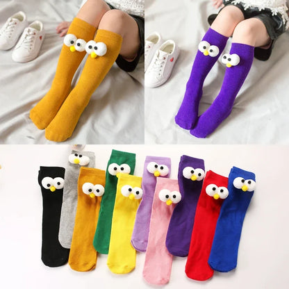 Warm Long Socks Kids Toddler Kids Socks Cartoon Knee height socks Eyes for girls boys socks cotton for christmas sock