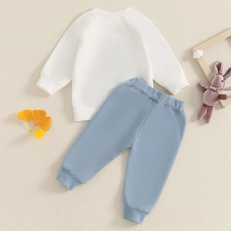 Easter Baby Children's Hoodies Set 0-4 Y Cute Bunny O-Neck Pullover and Pants 2Pcs Boys Tracksuit Girls Casual Clothes Suit