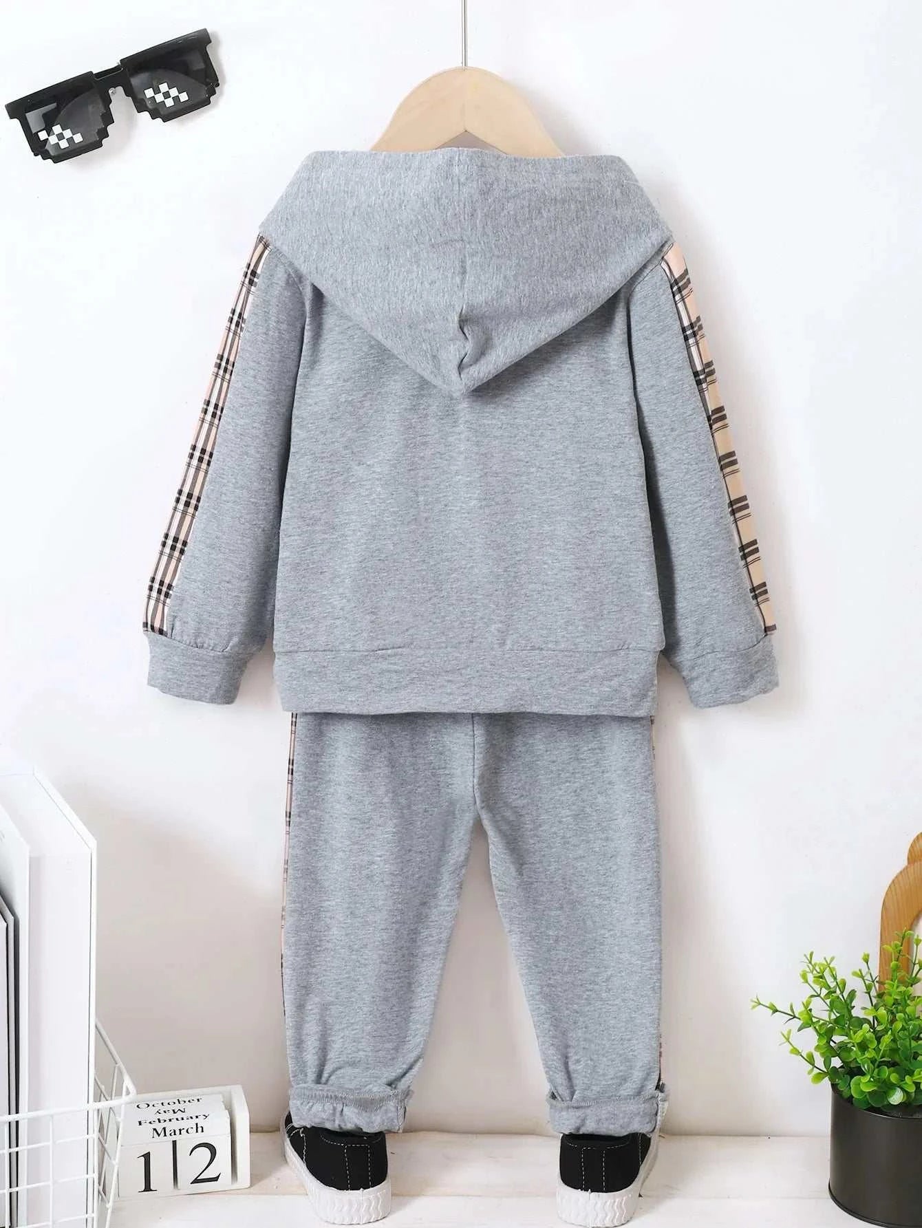 2PCS Kids Boy Clothes Set Pocket Style Hooded Long Sleeve Top+Pants Spring&Autumn Fashion Sport Suits for Child Boy 1-6 Years C1101