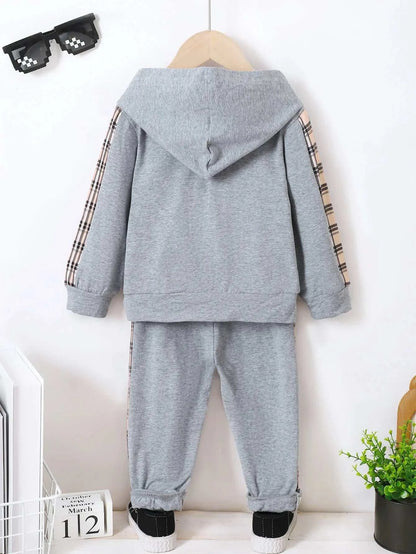 2PCS Kids Boy Clothes Set Pocket Style Hooded Long Sleeve Top+Pants Spring&Autumn Fashion Sport Suits for Child Boy 1-6 Years C1101