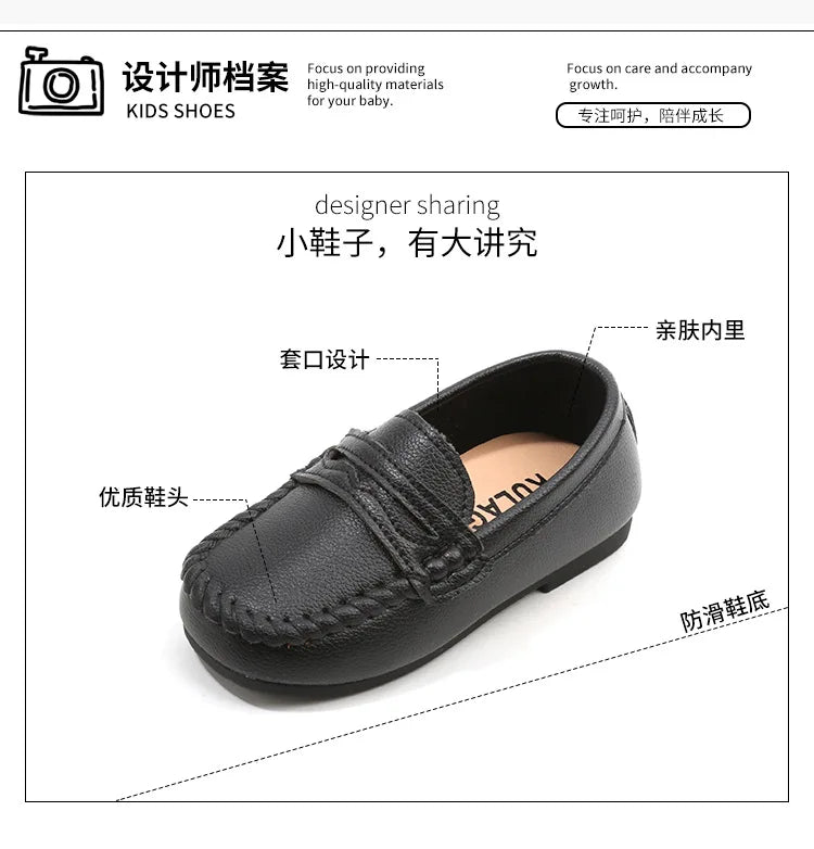 Children Shoes 2025 Spring Autumn Kids Casual Shoes Boys Loafers Soft PU Leather Toddler Slip-on Shoes For Boy