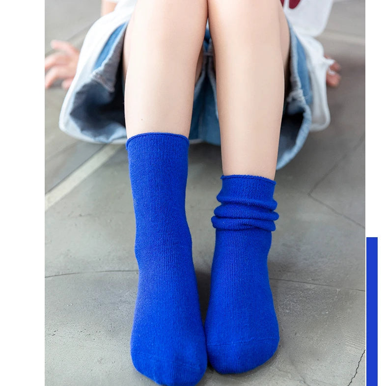 Children's Socks Cotton Colorful Harajuku Retro Boys Girls Black Socks Kids Klein Blue School Casual In Tube Solid Sox Stylish