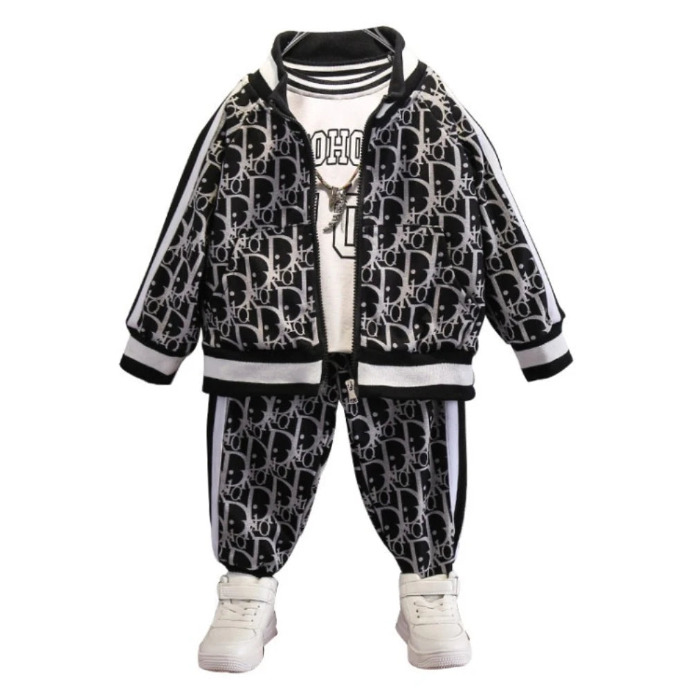 Spring Autumn Teen Tracksuits Children Casual Clothes Suit Baby Boys Zipper Jacket + Pants 2pcs/sets Kids Toddler Suit 2-8Years C1007