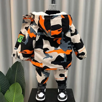 Winter Warm Coat for Boys and Girls Sets 2-Piece Set for 2 4 6 8Y Children's Thickened  Cotton Coat +Pants suits 2024 New C1011