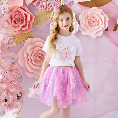 VIKITA Kids Princess Skirts Girls Irregular Layered Mesh Tulle Birthday Party Tutu Mini Skirts Girls Pink Casual Ballet Skirt C1029