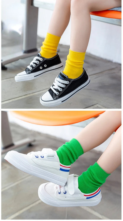 Children's Socks Cotton Colorful Harajuku Retro Boys Girls Black Socks Kids Klein Blue School Casual In Tube Solid Sox Stylish