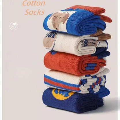 Baby Socks Children Autumn 5 Pairs New Cotton Socks Kids Sock 1-14T Boys Funny Puppy Pattern Socks