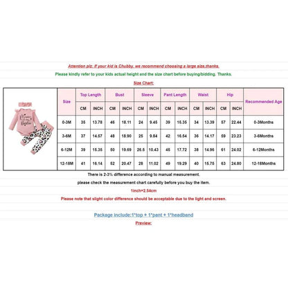 3PCS Newborn Baby Girl Daily Clothes Set Mama Print Long Sleeve Romper Top+Love Heart Print Pant+Headband Lovely Autumn Outfit C1069