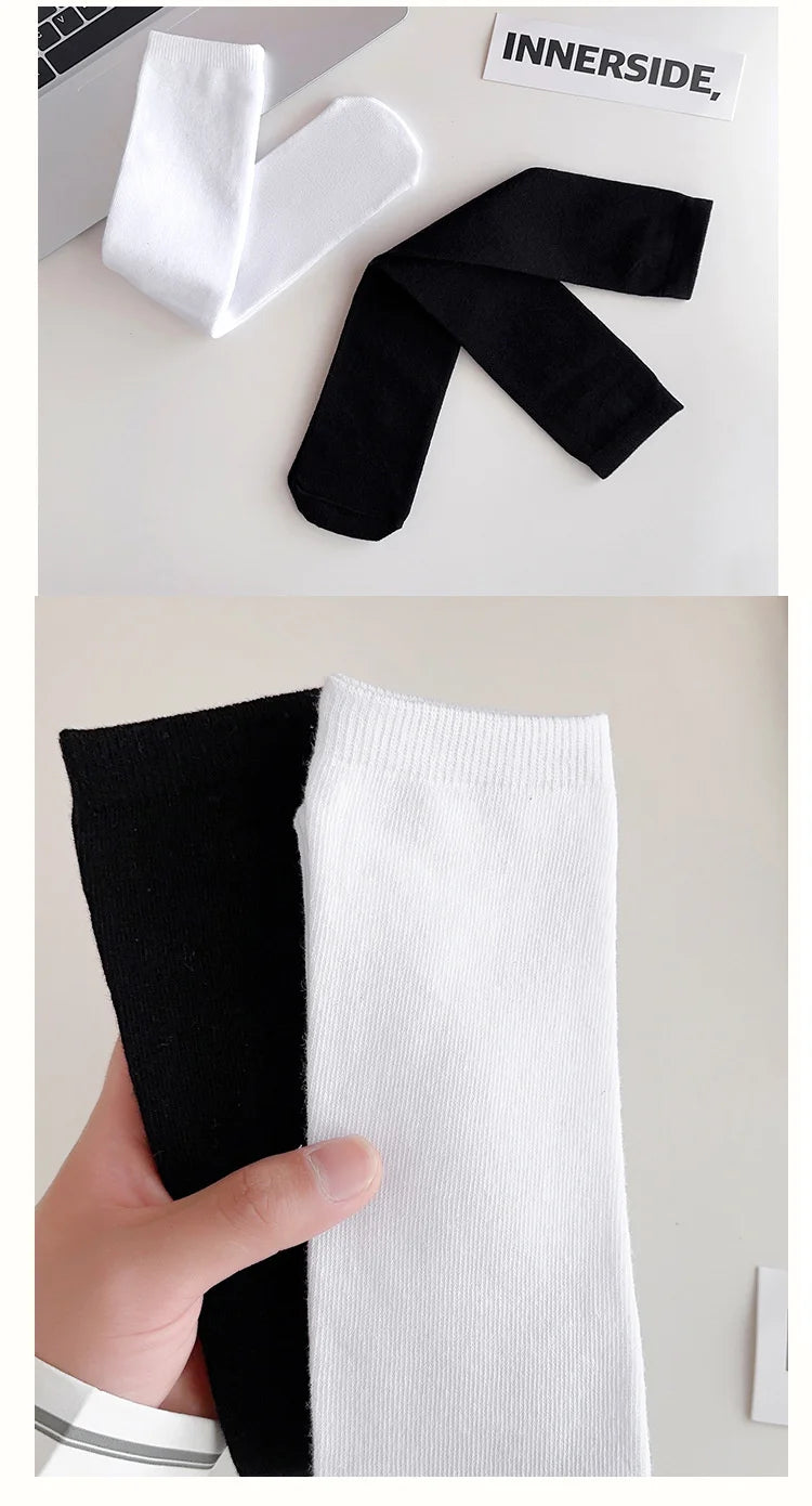 Children's Socks For Girls White Knee High Long Socks For Boys Black Football Socks 1-15Years Student Kids Stockings Spring New