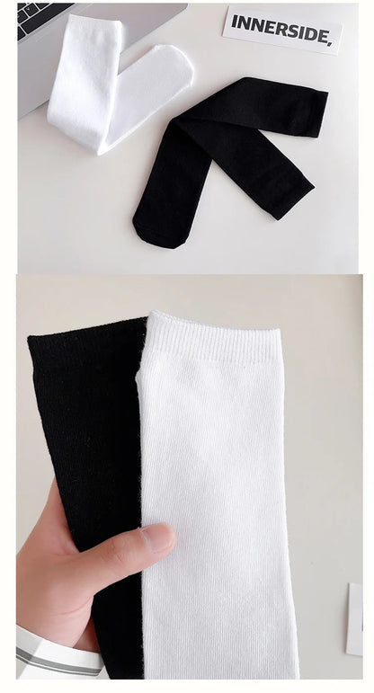 Children's Socks For Girls White Knee High Long Socks For Boys Black Football Socks 1-15Years Student Kids Stockings Spring New