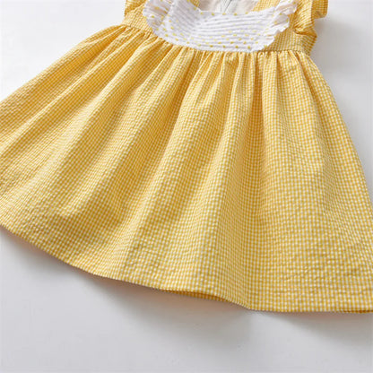 Cute Baby Girl Easter Yellow Dress Children Spanish Boutique Dresses Infant Summer Sleeveless Cotton Frocks For One Years Old
