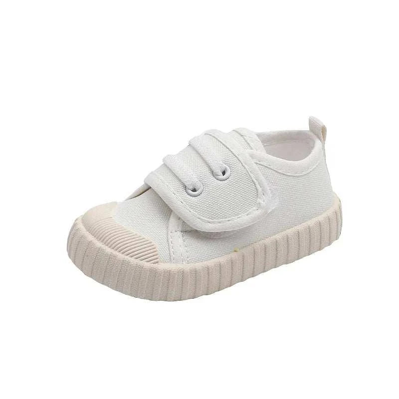 Childrens Canvas Shoes Boys Girls Toddler Casual Shoes Comfortable Soft Boys Girls Baby Sneakers Non-slip White Solid Kids Shoes C1076