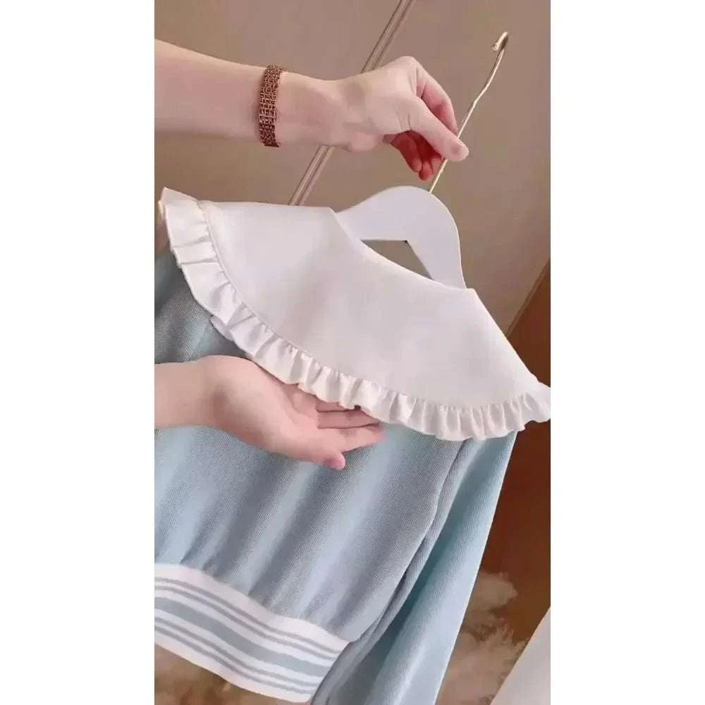 Two-Piece Sets Teen Children Kids Spring Doll Collar Tracksuits for 3-14Y Loungewear School Clothes for Girls Coats Pants C1060
