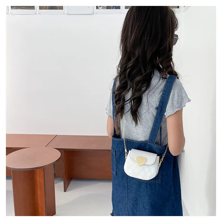Children's Bags New Love Solid Color Dopamine Mini Cute Sweet Kawaii Shoulder Bags Fashionable Versatile Girl's Crossbody Bags