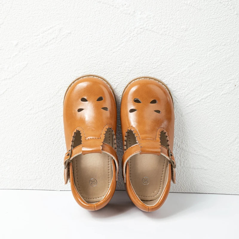 Children's Shoe for Girl 2025 Spring Autumn Toddlers Causal Shoes Fashion Hollow-out Versatile Kids School Uniform Leather Shoes