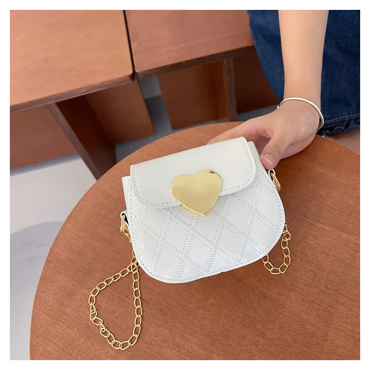 Children's Bags New Love Solid Color Dopamine Mini Cute Sweet Kawaii Shoulder Bags Fashionable Versatile Girl's Crossbody Bags