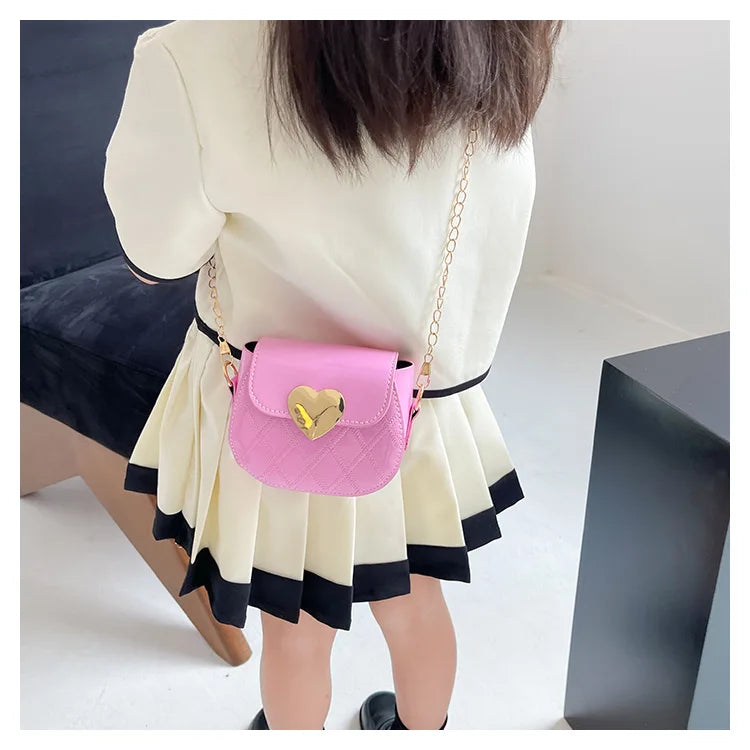 Children's Bags New Love Solid Color Dopamine Mini Cute Sweet Kawaii Shoulder Bags Fashionable Versatile Girl's Crossbody Bags