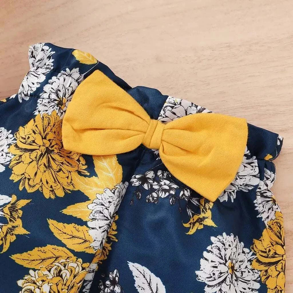 Newborn Baby Girls Clothing Set Short Sleeve Bodysuit +Floral Pants with Bow + Headband 3PCS Outfits Toddler Baby Girl Clothing C1064
