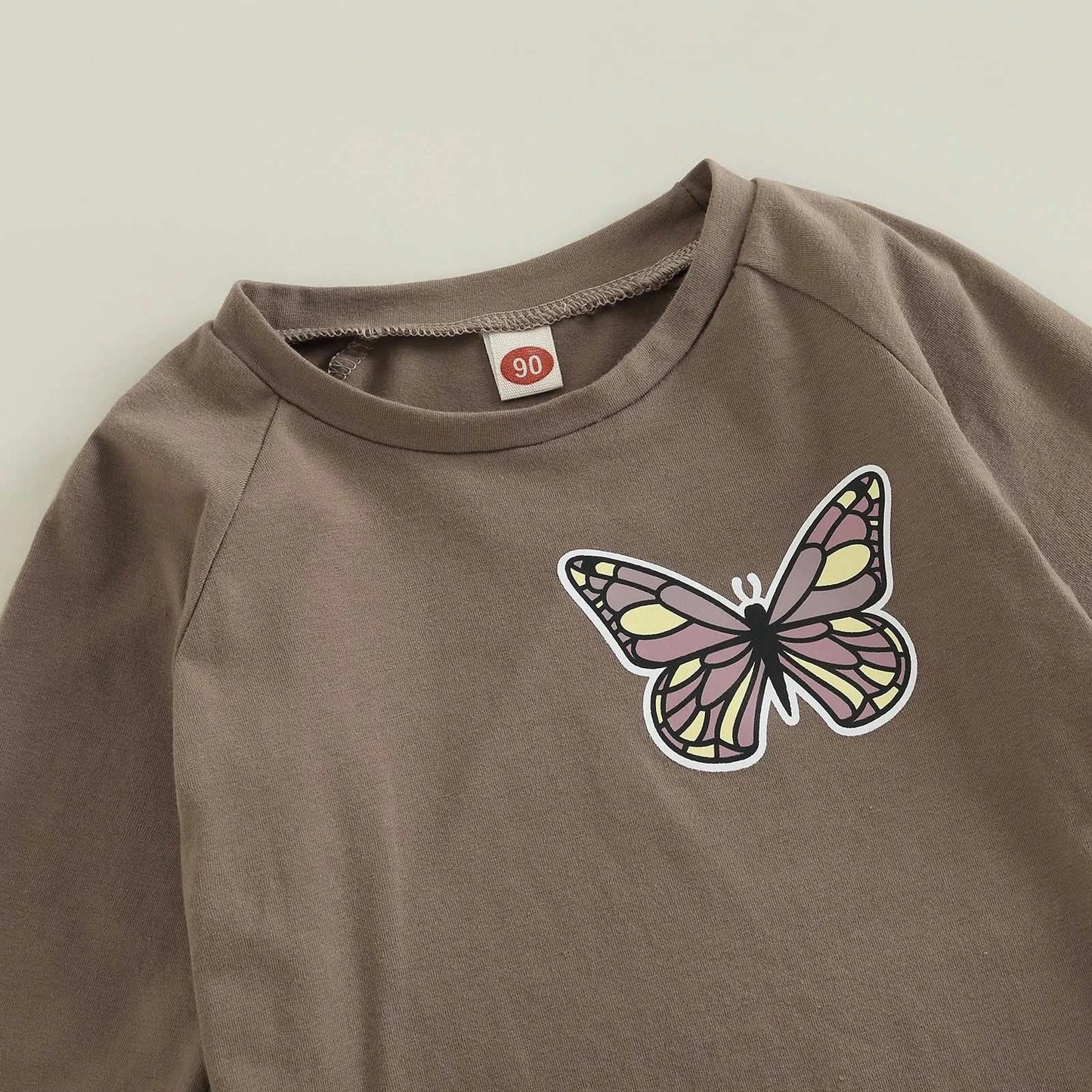 Citgeett Autumn Kids Girls Fall Outfits Print Long Sleeve Shirt Tops Casual Flare Pants Clothes Set C1042