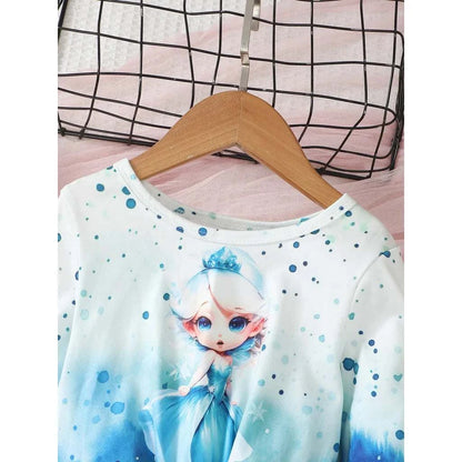 4-7 Years Kid Girl 2PCS Clothes Set Long Sleeve Princess Top+Flared Pants Fashion Child Casual Wear Birthday Party Outfits C1031