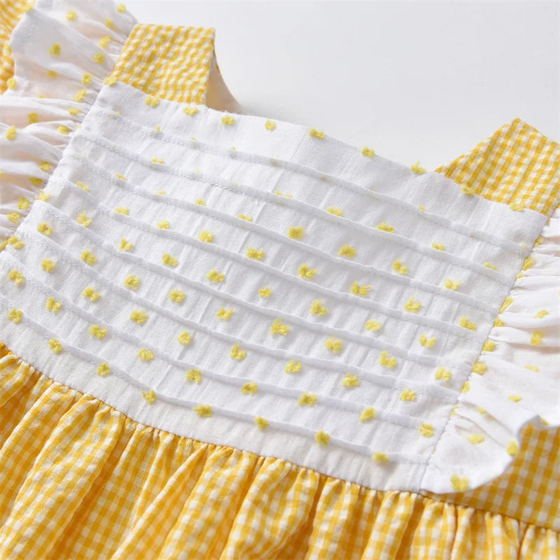 Cute Baby Girl Easter Yellow Dress Children Spanish Boutique Dresses Infant Summer Sleeveless Cotton Frocks For One Years Old