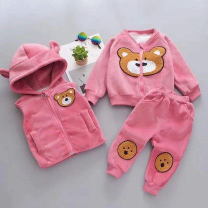 Vest+Coat+Pants 3PCS Tracksuits 1 to 4 Yrs Baby Kids Clothes Autumn Winter Toddler Boys Clothing Sets Kids Casual Girls Outfit C1090