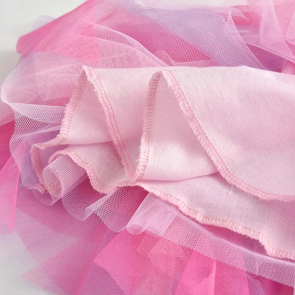 VIKITA Kids Princess Skirts Girls Irregular Layered Mesh Tulle Birthday Party Tutu Mini Skirts Girls Pink Casual Ballet Skirt C1029