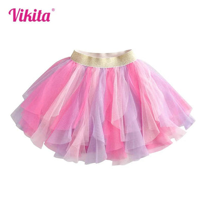 VIKITA Kids Princess Skirts Girls Irregular Layered Mesh Tulle Birthday Party Tutu Mini Skirts Girls Pink Casual Ballet Skirt C1029