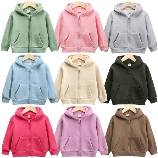 2024 children fleece hooded coat solid cotton warm winter jacket for boys and girls in multiple colors