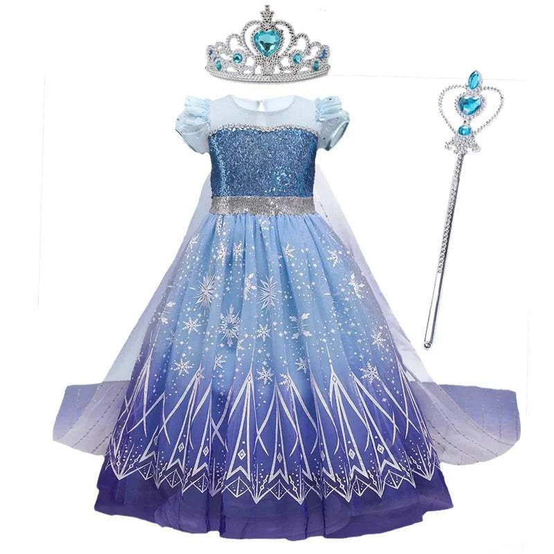 Girls Princess Dress 2023 Girl Encanto Cosplay Princess Elsa Costume Kids Birthday Party Halloween Carnival Party Fancy Dress C1025