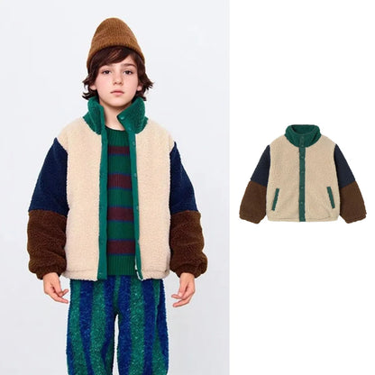 Kids Coats 2025 Autumn Winter New Style Fashionable Color Matching Children's Coats Trendy Versatile Boys' Thickened Winter Tops