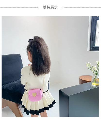 Children's Bags New Love Solid Color Dopamine Mini Cute Sweet Kawaii Shoulder Bags Fashionable Versatile Girl's Crossbody Bags