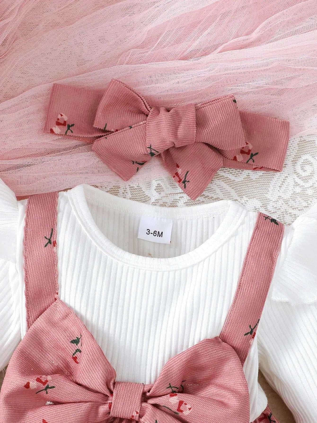 2pc/Set childrens' baby girl Dress Color blocking Broken flowers Big Bow Princess Dress+Headband 0-24 Months Baby Fashion Dress C1070