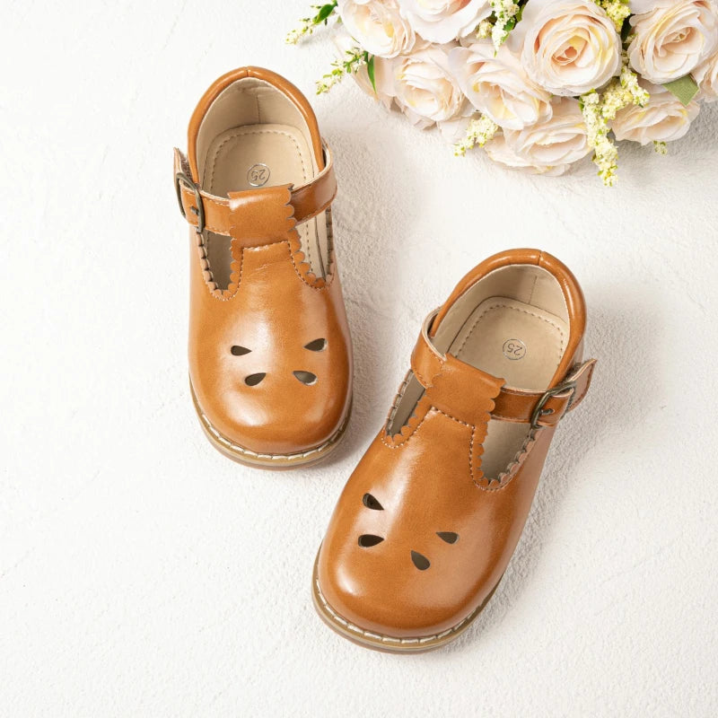 Children's Shoe for Girl 2025 Spring Autumn Toddlers Causal Shoes Fashion Hollow-out Versatile Kids School Uniform Leather Shoes