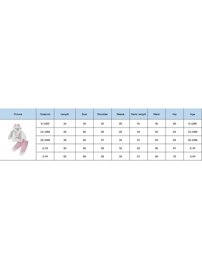 Spring Easter Kids Toddler Girl Outfit Long Sleeve Hooded Rabbit Embroidery Sweatshirt Striped Pants Clothes Set