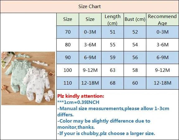 Newborn Baby Girl Spring and Autumn Bodysuit Floral Print Long Sleeve Romper with Headband Onesie Clothes for Infant 0-18 Months C1068